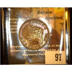 97.    1834 U.S. Half Cent, EF. Countermarked "A.V." No other known specimens of this countermark ar