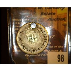 98.    Super Rare one of a kind "G.A.R." countermarked medal "J.R. CARTER, EVANS, IOWA.1893." holed,