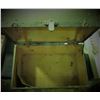 Image 6 : 100.10.5" x 10.5" x 17" Wooden box with cloth and metal strips covering, latches but no key, missing