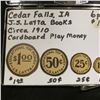 Image 2 : 103.Circa 1910 Cedar Falls, Iowa, J.S. Latta 1c, 5c, 10c, 25c, 50c & $1. Cardboard Play Money.