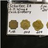 Image 2 : 106.S.J Wings, Shaller, Iowa Cash Grocery 5c, 10c, 25c, 50c $1. Good for Tokens.