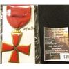 Image 1 : 139.Red Military Cross Badge with Ribbon from Malta. 'Doc' had this valued at $90.00.