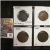 Image 2 : 203.Lot Canada Large Cents: 1859, 1881H, 1882H, 1888 grading VF-AU with various problems.