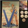 Image 1 : 317.1941 Tichnor Bros. Inc. Post Card "Defend Your Country" and (5) Original Toned Uncirculated Merc
