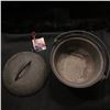 Image 1 : 378.Cast Iron Dutch Oven with lid. Embossed clover leaf on bottom. 7".