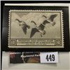 Image 2 : 449.1936 U.S. Migratory Bird hunting Stamps, RW3, Unused, Signed back. Valued at $225.00.