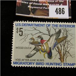 486.1974 U.S. Migratory Bird hunting Stamps, RW41, Unused, OG, Not hinged, XF.