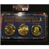 Image 1 : 571.2003 P, D, & S Sacagawea Three-Piece Dollar Set, includes a spectacular Proof issue.