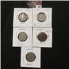 Image 1 : 692.1893, 1901, 1902, 1905, & 1912 Liberty Nickels in coin holders.