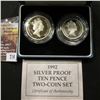 Image 2 : 714.1992 Silver Proof Ten Pence Two-Coin Set in original box of issue, Great Britain.