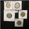 Image 1 : 748.(5) 1938 D Jefferson Nickels 'First year of Issue', all in carded holders.