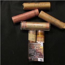 756.1959D, 60P, 60D, 61D, 62D, & 64D Gem BU Rolls of Lincoln Cents.