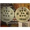 Image 2 : 861.2 Liberty Head Nickels Counter marked on Rev. "Guy To Hun 1905" and "Hun To Guy 1905".