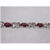 Image 3 : BRACELET - 12 OVAL FACETED RICH DEEP RED/BROWN GARNETS IN STERLING SILVER CROSS OVER LINK DESIGN SET