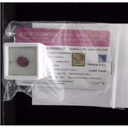 GEMSTONE - 2.96CT OVAL FACETED RUBY - ASSAY CARD CERTIFICATION BOTH SEALED AND NUMBERED - RETAIL EST