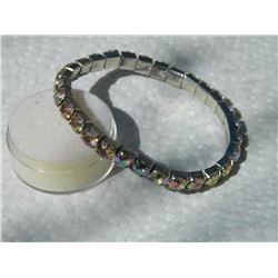 RHINESTONE BRACELET - STRETCH TO PUT ON - STUNNING BRIGHT CARNIVAL GLASS COLORS