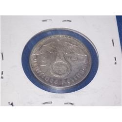 VINTAGE SILVER COIN - GERMAN 2 REICHMARK - 1939 PAUL VON HINDENBURG