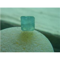 GEM STONE - RECTANGLE FACETED AQUAMARINE SKY BLUE CRACKLED - 8.0.L X 6.8W X 4.2H mm - ~1.63CT