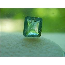 GEM STONE - RECTANGLE FACETED AQUAMARINE LIGHT BLUE/GREEN CRACKLED  - 9.0.L X 7.7W X 4.2H mm - ~2.07
