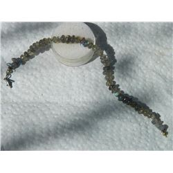 STRING OF ASSORTED POLISHED FREE FORM AND ROUND GEMS - LOOK LIKE MYSTIC TOPAZ - APPROX. 45PC ON STRA