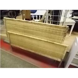 DOUBLE BED FRAME- WICKER & METAL
