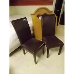 DINING CHAIRS - LEATHER - BROWN - 2 TTL - AS-IS