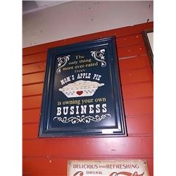 FRAMED  WOOD SIGN - "MOM'S APPLE PIE"