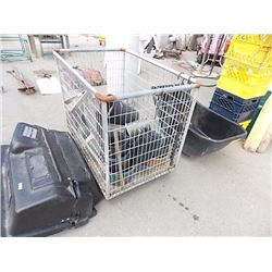 LARGE COMMERCIAL WIRE BIN ON WHEELS PLANT POTS NOT INCLUDED