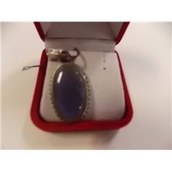 PENDANT - POLISHED LABORADITE IN STERLING SILVER SETTING - 2" LONG