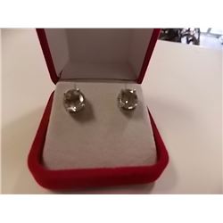EARRINGS - 3.5CTW GREEN AMETHYST & DIAMOND IN STERLING SILVER SETTING - INCLUDES CERTIFICATE $350