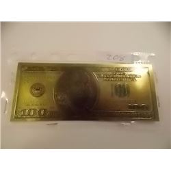 GOLD FOIL BILL - USA $100 .999 FINE GOLD FOIL BILL - NOT LEGAL TENDAR