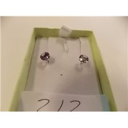 EARRINGS - 1.40 CT AMETHYST IN 14KT WHITE GOLD SETTING - INCLUDED CERTIFICATE $350