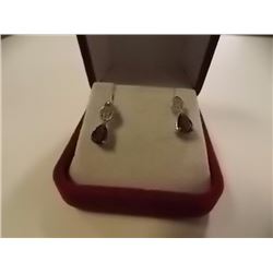 EARRINGS - NEW 1.25 CTW PEAR FACETED MYSTIC TOPAZ & ROUND FACETED DIAMONDS IN STERLING SILVER STUD D