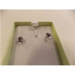 EARRINGS- NEW 1.4CTW AMETHYST IN 14K WHITE GOLD SETTING - WITH CERTIFICATE $350