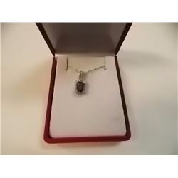NECKLACE - EMERALD FACETED OCEAN BLUE MYSTIC TOPAZ & DIAMOND IN STERLING SILVER SETTING - RETAIL EST