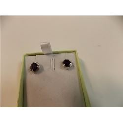 EARRINGS- 1.75CTW GARNET & DIAMONDS IN STERLING SILVER SETTING - RETAIL ESTIMATE $350