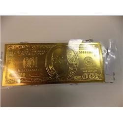 GOLD FOIL BILL - USA $100 .999 FINE GOLD FOIL BILL - NOT LEGAL TENDAR