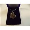 Image 1 : NECKLACE - GENUINE PREHISTORIC AMMONITE FOSSIL IN STERLING SILVER SETTING - ON ROPE