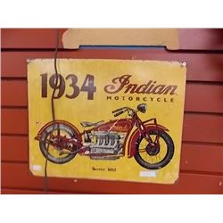 MOTORCYCLE MEMORABILIA - METAL SIGN - 1934 INDIAN MOTORCYCLE
