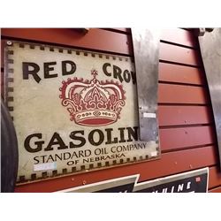 AUTOMOBILIA COLLECTABLE - METAL SIGN - RED CROWN GAS
