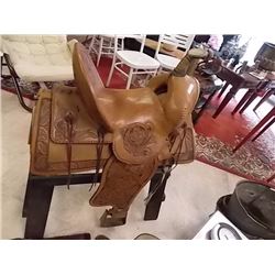 WESTERN SADDLE - HAND TOOLED - LIKE NEW