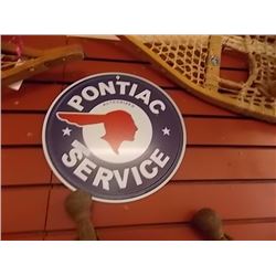 AUTOMOTIVE MEMORABILIA - METAL SIGN - ROUND - PONTIAC SERVICE
