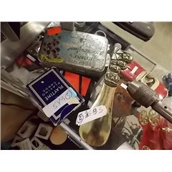 MINI DECK OF PLAYTIME PLAYING CARDS - PLUS VINTAGE TIN & SHOE HORN