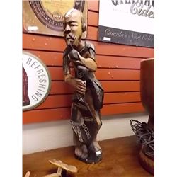 CARVED WOOD STATUE  - 28" TALL