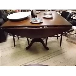 VINTAGE MAHOGANY ROUND TABLE WITH 4 DROP SIDES SINGLE PEDESTAL DUNCAN PHYPHE BASE - AWESOME CONDITIO