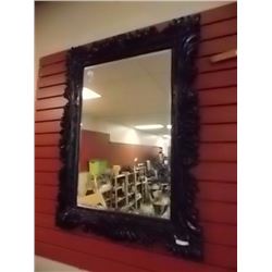 LARGE ORNATE WALL MIRROR WITH BLACK FRAME - 30 X 40"