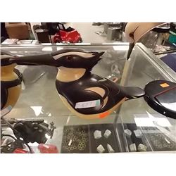 LIMITED EDITION  HAND PAINTED & CARVED BIRDS FEATHERS - PIED KING FISHER