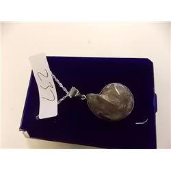 NECKLACE - GENUINE PREHISTORIC AMMONITE FOSSIL IN STERLING SILVER SETTING - ON ROPE