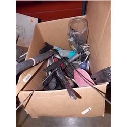 BOX OF HARDWARE / TOOLS