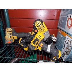 DEWALT BATTERY OPPERATED DRILLS - 4PC - NO BATTERY OR CHARGER